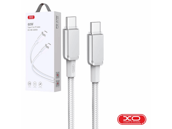 CABO USB-C MACHO / USB-C MACHO PD 60W 1M BRANCO XO 1