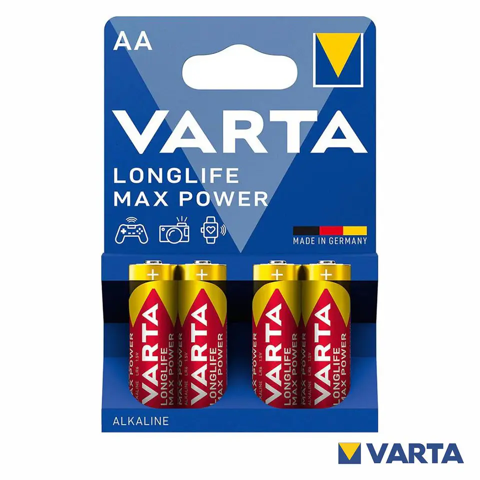 PILHA ALCALINA LR6/AA 1.5V 4X LONGLIFE MAX POWER VARTA 1