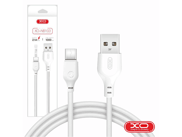 CABO USB-A 2.0 MACHO / USB-C 2.1A 2M BRANCO XO 1