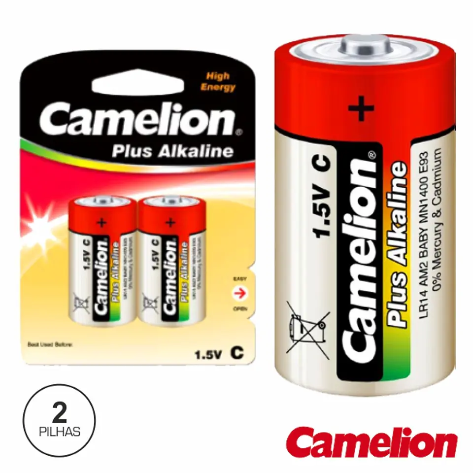 PILHA ALCALINA LR14/C 1.5V 2X BLISTER CAMELION 1