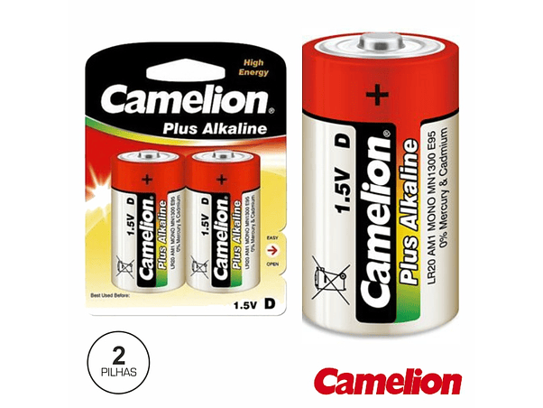 PILHA ALCALINA LR20/D 1.5V 2X BLISTER CAMELION 1