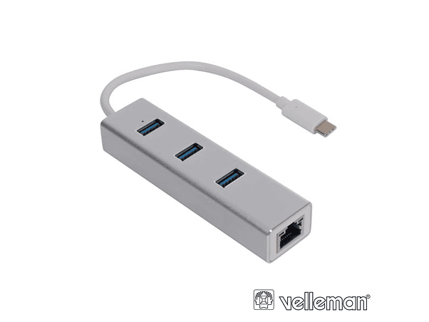 HUB USB-C COM 3X USB 3.0 / 1X RJ45 VELLEMAN 1