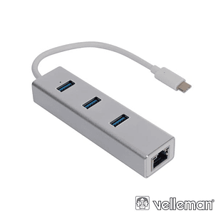 HUB USB-C COM 3X USB 3.0 / 1X RJ45 VELLEMAN