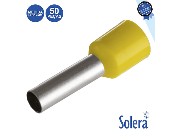 TERMINAL PONTEIRA ISOLADO ATÉ 6X12MM 50X AMARELO SOLERA 1
