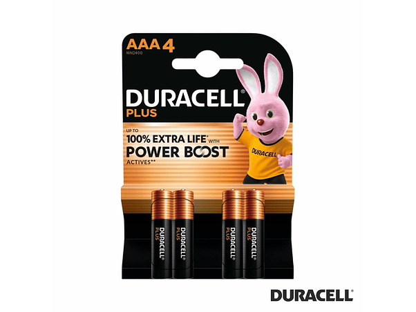 PILHA ALCALINA LR03/AAA 1.5V 4X PLUS POWER BOOST DURACELL 1