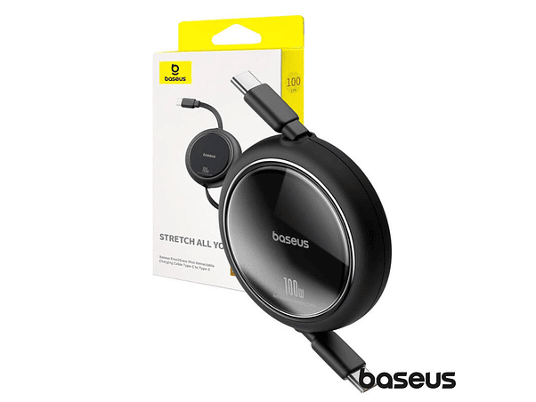 CABO RETRÁTIL USB-C PARA USB-C MACHO PD 100W PRETO BASEUS 1