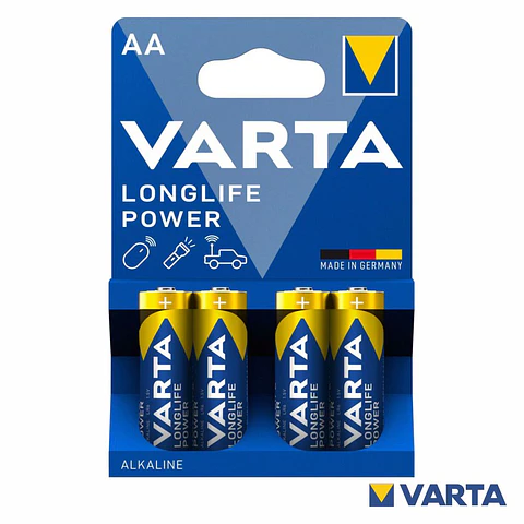PILHA ALCALINA AA 1.5V 4X LONGLIFE POWER VARTA
