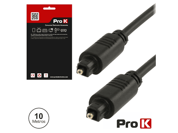 CABO FIBRA ÓPTICA TOSLINK-TOSLINK 10M PRETO PROK 1