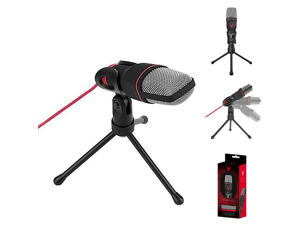 MICROFONE MINI COM TRIPÉ DE MESA E FICHA JACK 3.5MM 1