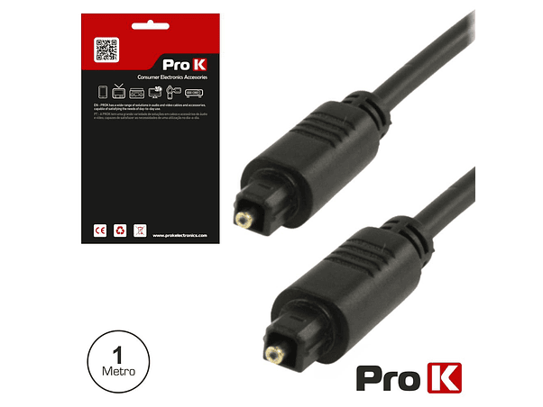 CABO FIBRA ÓPTICA TOSLINK-TOSLINK 1M PRETO PROK 1