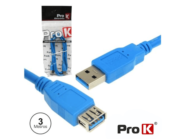 CABO USB-A 3.0 MACHO / USB-A FÊMEA 3M PROK 1