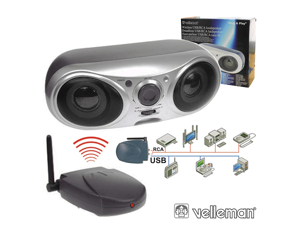 COLUNA SEMFIOS PARA PC E MP3 USB/RCA 2X2WMÁX VELLEMAN 1