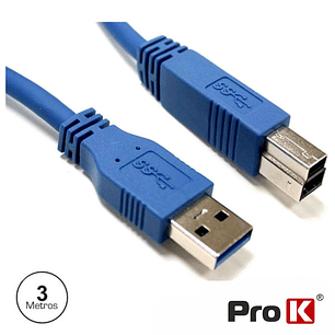 CABO USB-A 3.0 MACHO / USB-B MACHO 3M PROK
