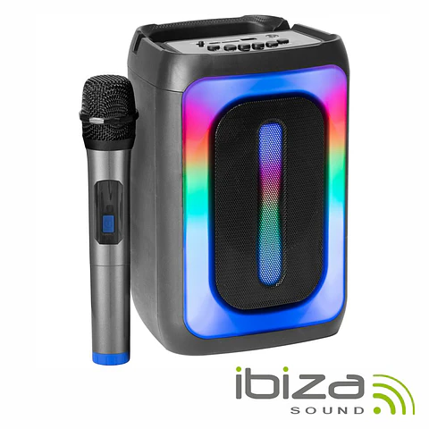 COLUNA AMPLIFICADA 4" 100W USB/BT/SD RGB TWS IBIZA