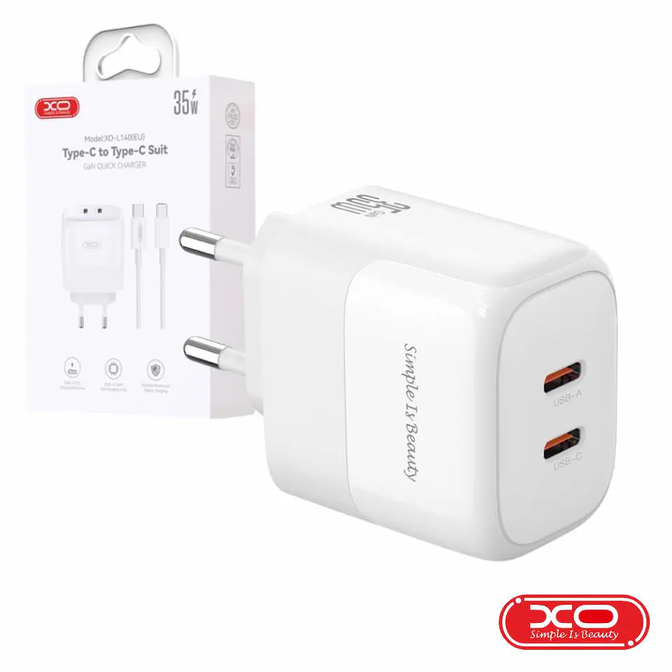 ALIMENTADOR 2X USB-C PD 35W GAN XO 1