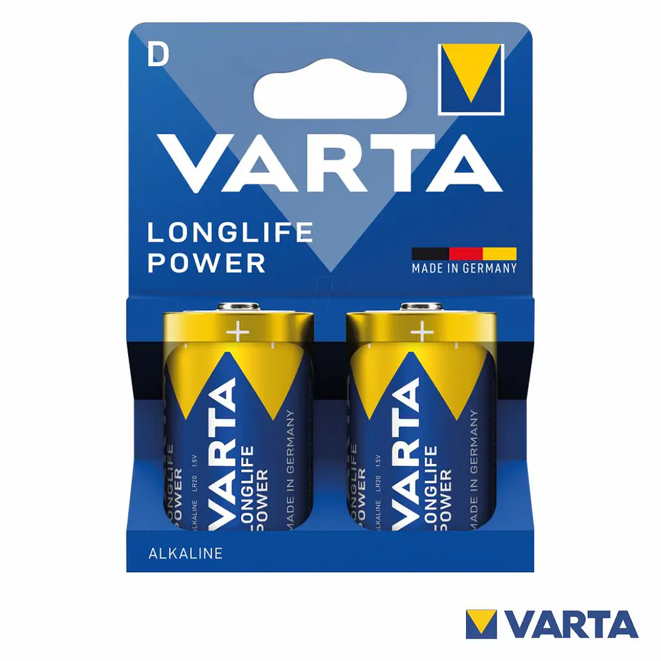 PILHA ALCALINA LR20/D 1.5V 2X LONGLIFE POWER VARTA 1
