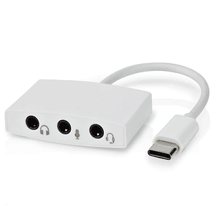ADAPTADOR PLACA SOM USB-C COM 3 FICHAS JACK 3.5MM
