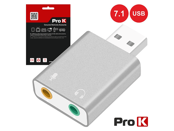 ADAPTADOR PLACA SOM USB 7.1 COM 2 FICHAS JACK PROK 1