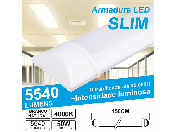ARMADURA LED SLIM 50W1.5M IP20 BRANCO NATURAL 4150LM 1