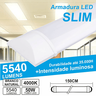ARMADURA LED SLIM 50W1.5M IP20 BRANCO NATURAL 4150LM