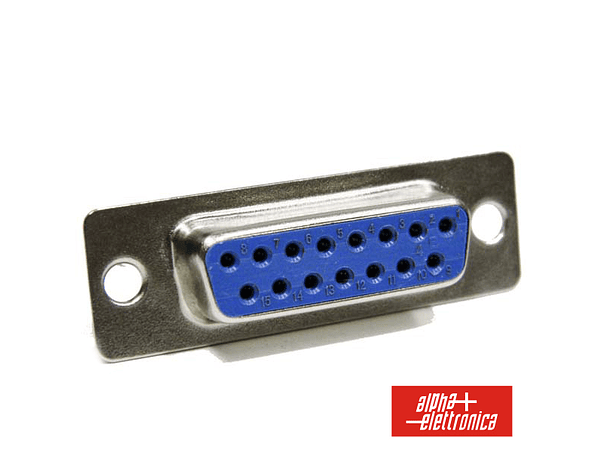 FICHA D-SUB 15P FÊMEA PARA SOLDAR 1