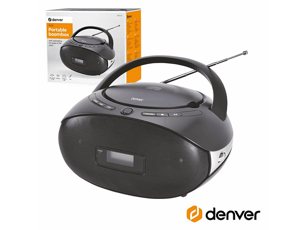 RÁDIO PORTÁTIL FM/CD/AUX COLUNAS 2X1W DENVER 1