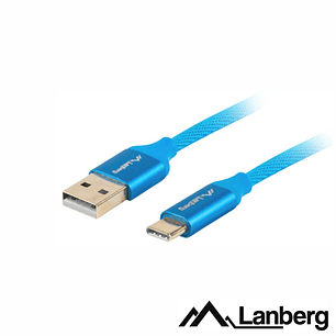 CABO USB-A 2.0 MACHO / USB-C MACHO 1.8M AZUL LANBERG