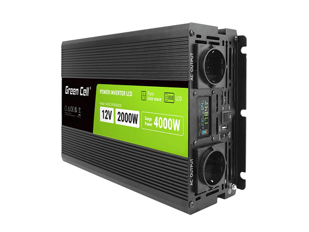 CONVERSOR 12V-230V 2000W ONDA PURA COM LCD GREEN CELL 1