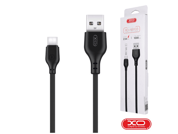 CABO USB-A 2.0 MACHO / USB-C 2.1A 1M PRETO XO 1