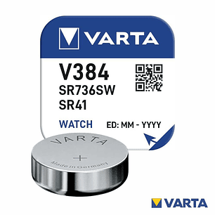 PILHA ÓXIDO PRATA BOTÃO V384/SR736SW/SR41 1.55V VARTA