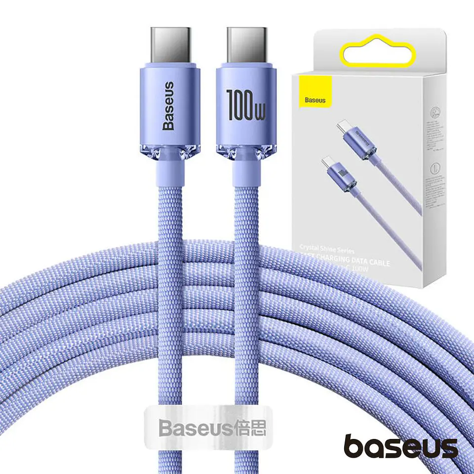 CABO USB-C PARA USB-C MACHO 100W 2M CRYSTAL SHINE BASEUS 1