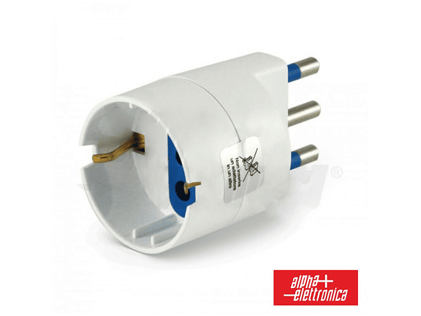 FICHA ADAPTADORA VIAGEM ITALIANA / SCHUKO 13A BRANCA 1