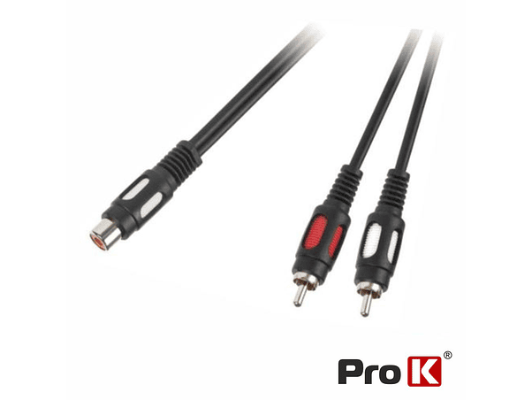 CABO RCA FÊMEA / 2-RCA MACHO DOURADO 25CM PROK 1