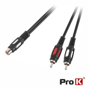 CABO RCA FÊMEA / 2-RCA MACHO DOURADO 25CM PROK