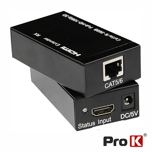 RECEPTOR E TRANSMISSOR HDMI VIA RJ45 CAT5E/6 60M PROK
