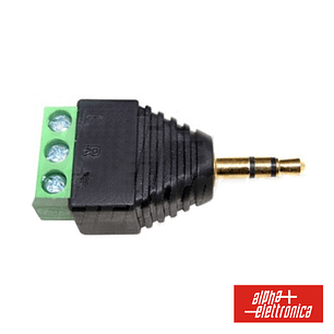 FICHA JACK 3.5MM MACHO STEREO COM TERMINAL EM PARAFUSO