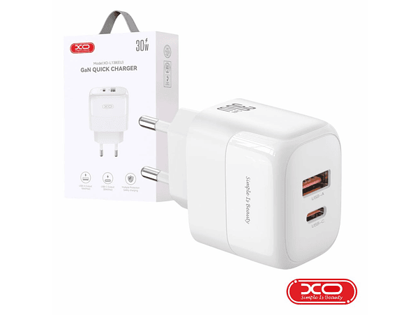 ALIMENTADOR USB-A 18W 2.4A / USB-C PD 30W GAN XO 1