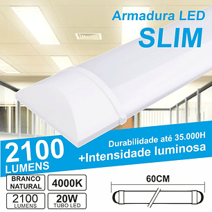 ARMADURA LED SLIM 20W0.6M IP20 BRANCO NATURAL 1660LM