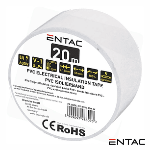 FITA ISOLADORA BRANCO 20M 0.13X50MM ENTAC