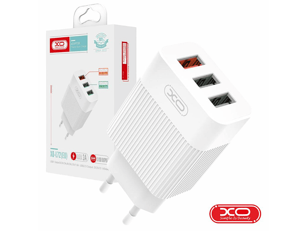 ALIMENTADOR 3 USB-A 5V QC3.0 2.1A BRANCO XO 1