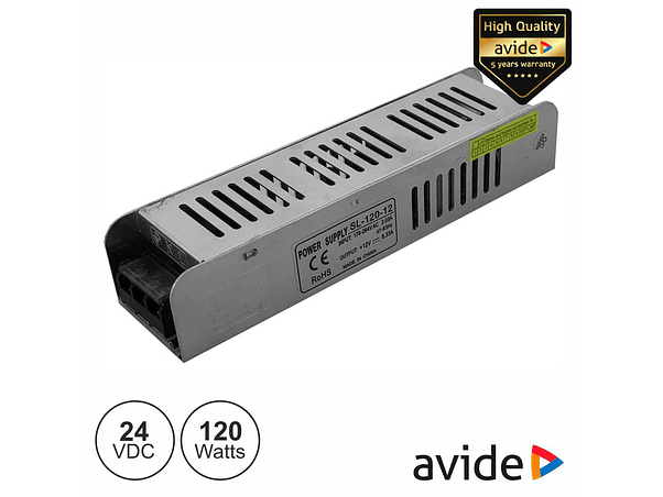 FONTE DE ALIMENTAÇÃO INDUSTRIAL SLIM 24V 120W IP20 AVIDE 1