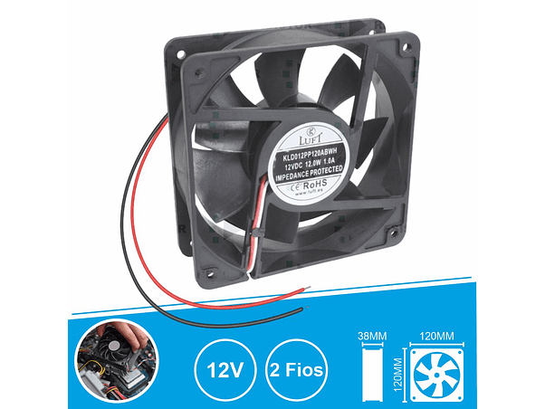 VENTOINHA 12V 120X120X38MM 2 FIOS KLD012PP120ABWH LUFT 1