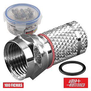 FICHA F FÊMEA NIQUELADA  HQ PARA CABO 6.8MM RG59 COM 2 O-RING