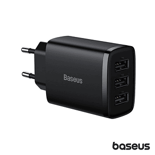 ALIMENTADOR COMUTADO 3 USB-A 17W PRETO BASEUS