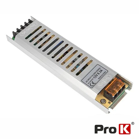 FONTE DE ALIMENTAÇÃO INDUSTRIAL SLIM 12V 100W 8.3A PROK