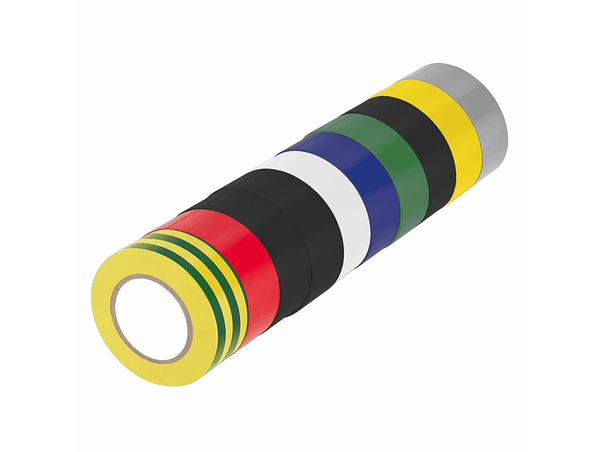 CONJUNTO 10 ROLOS FITA ISOLADORA MULTICOR 19MM 9M 1