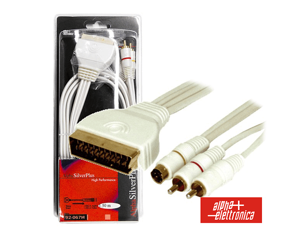 CABO SILVER PLUS SCART MACHO / 2RCA-1SHVS MACHO 1.5M BLISTER 1
