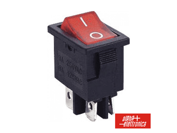 INTERRUPTOR BASCULANTE COM LUZ 6A-250V DPST ON-OFF 1