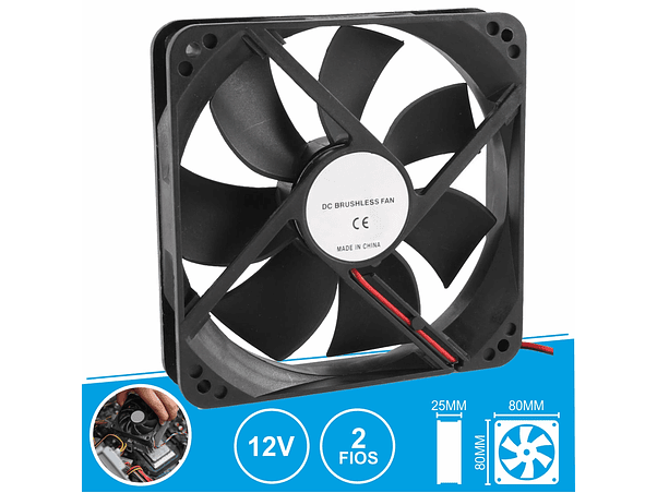 VENTOINHA 12V 80X80X25MM 2 FIOS 1