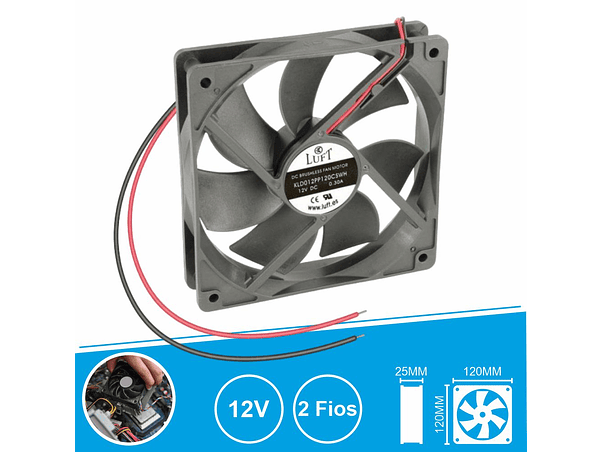 VENTOINHA 12V 120X120X25MM 2 FIOS KLD012PP120CSWH LUFT 1